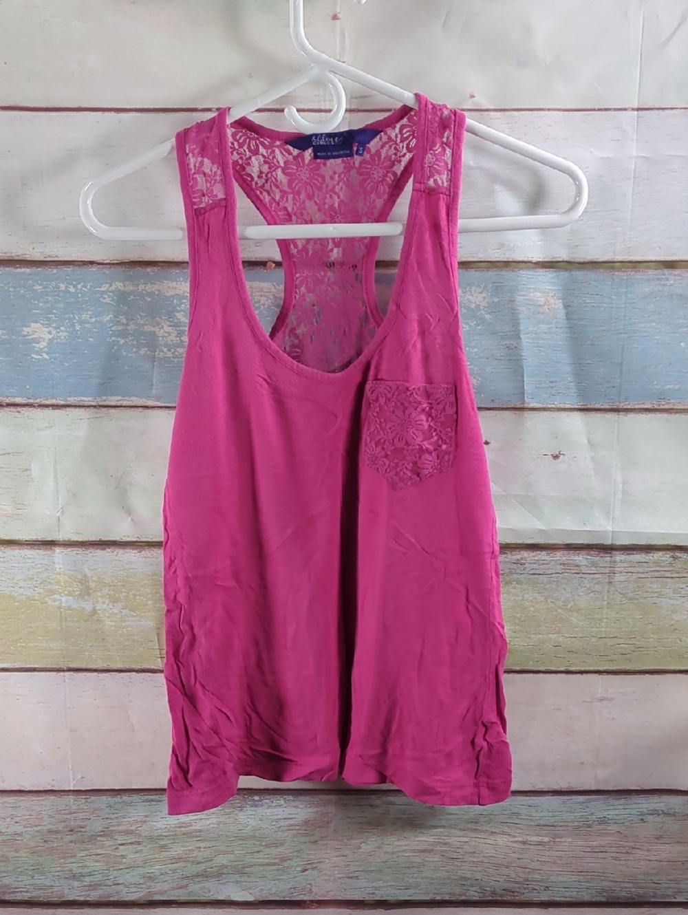 Miley Cyrus Fuchsia Lace-Back Sleeveless Tank